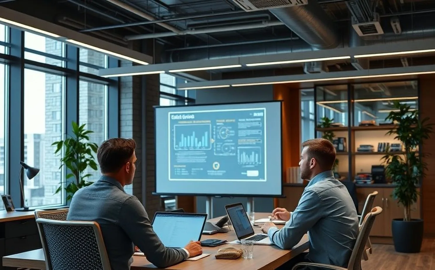 Business automation training in modern office